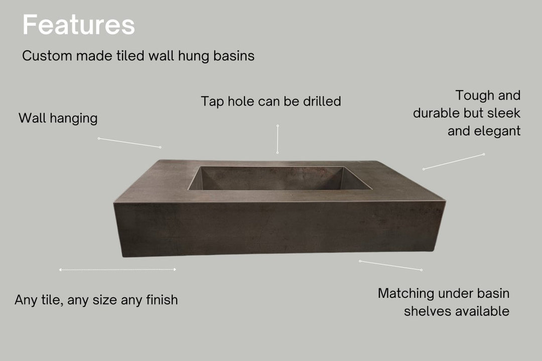 1000mm Bespoke Tiled Single Basin - Bespoke Basins